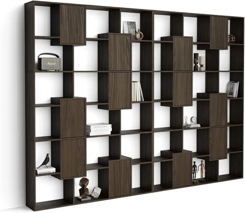 Miniatura 40 de Mobili Fiver, Iacopo XS Estantería con puertas de panel (63.31 x 31.5 pulgadas), color negro Ashwood, Made in Italy