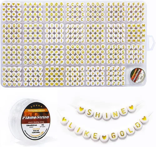 Miniatura 8 de Eppingwin 1400 cuentas de letras, cuentas acrílicas de 0.157 x 0.27 pulgadas, cuentas para hacer joyas, cuentas para hacer pulseras, cuentas