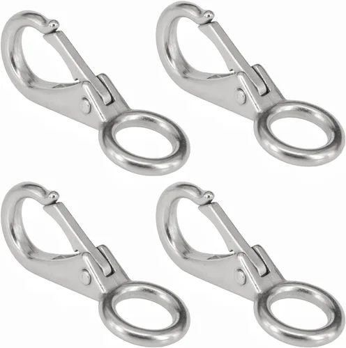 Miniatura 6 de Stainless Steel 316 Spring Snap Hook – Fixed Eye Clip for Boat, Flag Pole, Keychain, Car Keys Rustproof Snap Shackle with High-Strength Locking