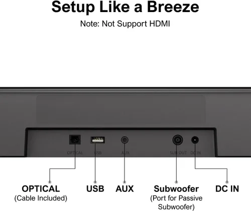 Miniatura 9 de ULTIMEA Barra de sonido de 5.1 canales con subwoofer, sistema de sonido envolvente virtual de cine en casa para TV, barra de sonido con control