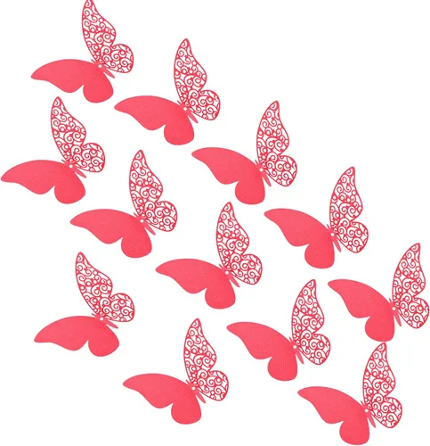 Miniatura 15 de 24 calcomanías de pared de mariposa 3D, decoración de pared de bricolaje, mariposas de papel extraíbles, decoración de dormitorio de niños y boda