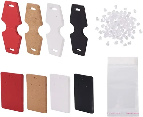 Miniatura 12 de Mega Pet 70 piezas de aretes y collares, tarjetero de 7 estilos para mujer, diseño de joyería, tarjetero, papel colgante con 70 tuercas de oreja