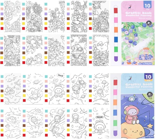Miniatura 12 de Juego de papel para colorear de acuarela, todo en un bolsillo, libro de pintura de acuarela, artes y manualidades creativas para adultos Serie Animal