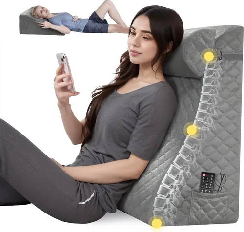 Miniatura 24 de Almohada de lectura de cuña de espuma viscoelástica para cama, almohada ergonómica para adultos con reposacabezas ajustable, almohada de cama