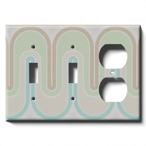 Miniatura 16 de Placa decorativa para cubierta para interruptor de luz, ondas retro verdes, placa de pared de palanca individual Single Toggle