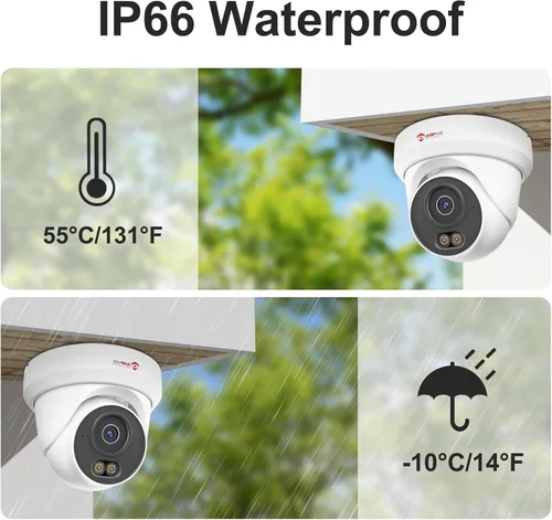 Miniatura 7 de Anpviz Sistema de cámara de seguridad PoE de 16 canales, 8 cámaras de torreta IP con cable de 5 MP para exteriores, visión nocturna, micrófono