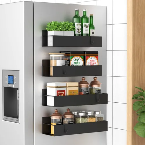 Miniatura 21 de HuggieGems Paquete de 4 Organizadores Magnéticos de Almacenamiento de Especias para Refrigerador y Horno, Organizadores y Almacenamiento Gris