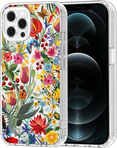 MOSNOVO Funda para iPhone 12 e iPhone 12 Pro, [Buffertech Protección contra Caídas de Grado Militar de 6.6ft] [Tecnología Anti Despegue] Funda Claro