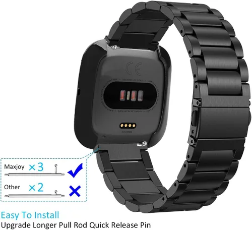 Miniatura 3 de Maxjoy Compatible con Fitbit Versa Bands, Versa 2 banda de metal grande de acero inoxidable pulsera con funda protectora para hombres y mujeres