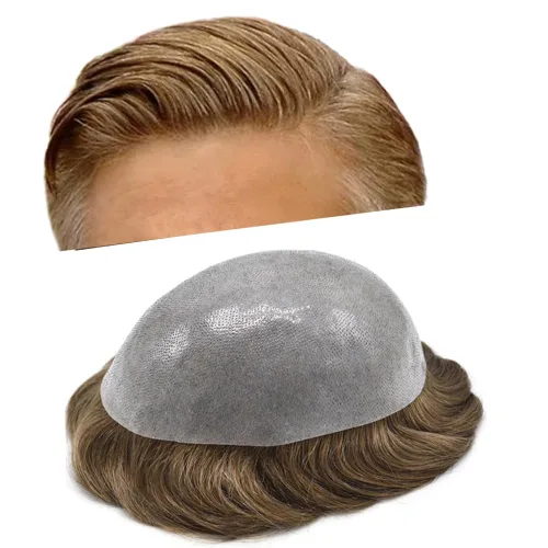 Miniatura 13 de Toupee para hombres Sistema de reemplazo de cabello humano real duradero invisible para hombre Toupee Hair Piece para hombres Poly Men Sistema
