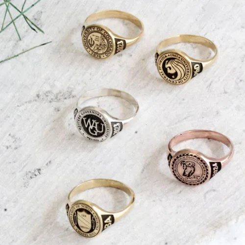 Miniatura 2 de Ssjewel Customize Own University Name Ring Personalize Women's High School Ring Graduation Gift Ring 14K Gold Finish Men High School Class Ring