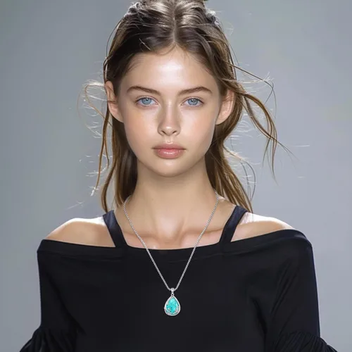 Miniatura 2 de Joyas de turquesa para mujeres y hombres de plata de ley 925 con colgante de urna para cenizas, collar con medallón de imagen, martillo de Thor