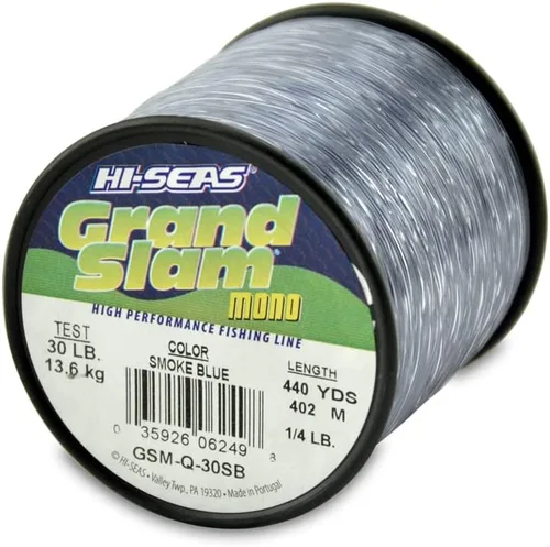 Miniatura 39 de HI-SEAS Línea de pesca de monofilamento Grand Slam - Fuerte y resistente a la abrasión en transparente, rosa, verde, azul humo, amarillo Azul ahumado