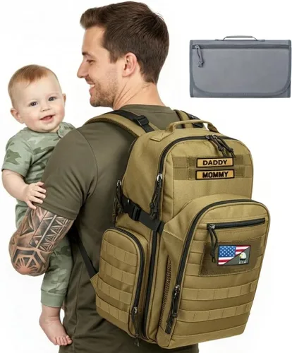 Miniatura 9 de MIRACOL Bolsa de pañales para bebé para papá: poliéster 900D de grado militar con más de 16 bolsillos múltiples para papá activo - 40L XL capacidad