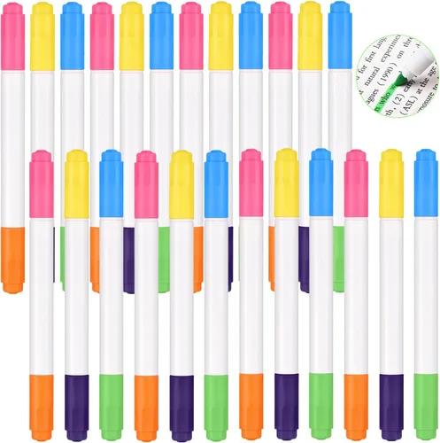 Outus 24 marcadores de neón para tablero de notas LED iluminado, bolígrafos de neón de doble cara para niños con colores marcadores de borrado en