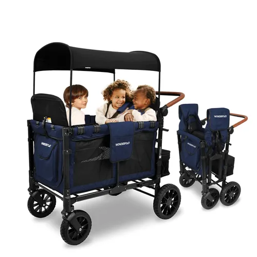 Miniatura 9 de WONDERFOLD W4 Luxe Pro Cochecito tipo vagón (4 plazas) - Cochecito tipo vagón plegable con asientos que cuentan con arneses de seguridad de 5 puntos