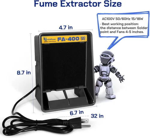Miniatura 6 de Antidious Extractor de humos Filtro portátil para soldadura anti-ESD, para soldar, equipo de extracción de ventiladores de bricolaje con carbón