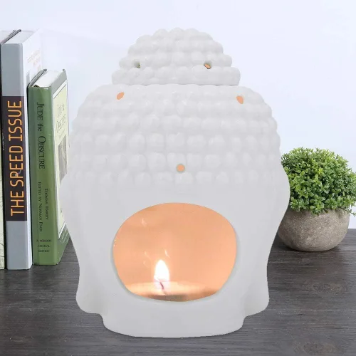 Miniatura 5 de Incensario de aceite esencial de cabezas de Buda de cerámica, cera de aromaterapia, quemadores de aceite, candelitas, candelabros, adorno de Buda