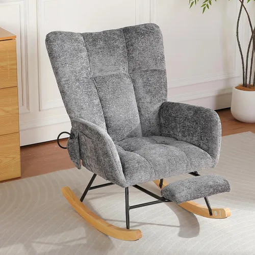 Miniatura 11 de Sillas Mecedoras - Mecedora para habitación del bebé con bolsa de aire, silla mecedora de lectura para interiores, acogedoras sillas mecedoras