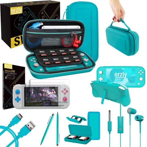 Miniatura 17 de Orzly Accessories Bundle Compatible for use with Nintendo Switch Lite - Protective Case & Screen Protector, USB Cable, Games Holder, Grip Case, Coral