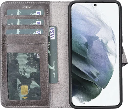 Miniatura 4 de Bayelon Funda compatible con Galaxy S22, cartera de cuero de grano completo para teléfono, funda desmontable con soporte, funda magnética abatible
