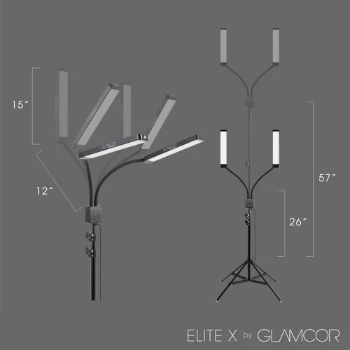 Miniatura 5 de GLAMCOR Elite X Kit de iluminación LED portátil para extensión de pestañas, esteticista, maquillaje, filmación y fotografía 5600K de luz diurna