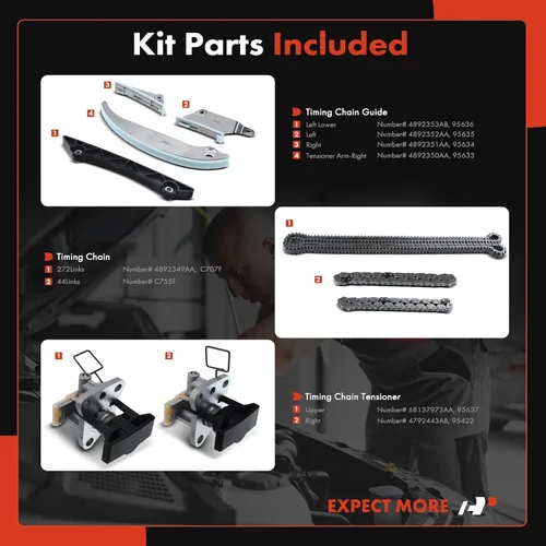 Miniatura 2 de A-Premium Kit de cadena de distribución del motor con guía y tensor y más [compatible con DOHC, V6 2.7L] Compatible con Chrysler 300, Sebring