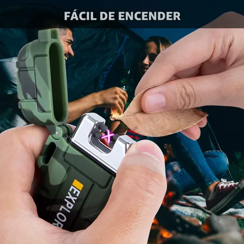 Miniatura 6 de LcFun - Encendedor impermeable, a prueba de viento, de doble arco, eléctrico, recargable por USB, sin llama, plasma, para campamento, senderismo