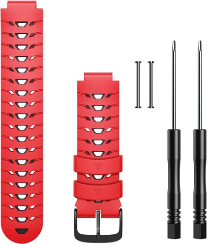 Miniatura 7 de Para Forerunner 630/235/620/735XT/220/230/Approach S20/S6/S5, correa de reloj de silicona suave de dos en uno, rojo-negro