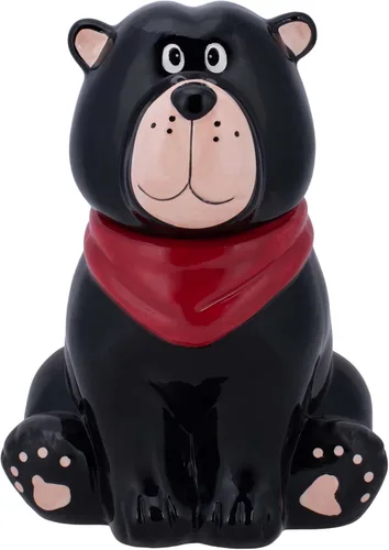 Black Bear - Frasco de cerámica de dolomita de 10 x 7.9 pulgadas para galletas y dulces de uso diario con tapa hermética: perfecto para botes de