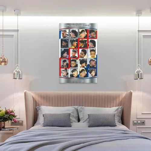 Miniatura 16 de Póster de peluquería para decoración de pared, peinados infantiles, estilos de cabello modernos para niños, pinturas artísticas de pared, lienzo