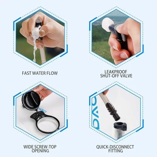 Miniatura 5 de Vejiga de hidratación, bolsa de agua de 1.5L 2L 3L para mochila de senderismo, depósito de agua de hidratación sin BPA y sin sabor, camping