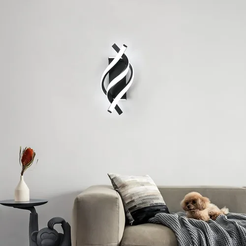Miniatura 8 de DELIPOP Apliques de pared, aplique de pared LED moderno en espiral, 21 W, 6500 K, luz blanca fría de pared para interiores, lámpara de pared LED