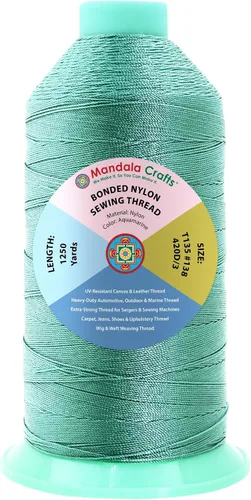 Miniatura 106 de Mandala Crafts - Hilo de nailon para coser cuero, tapicería, mezclilla y para trenzar el pelo; resistente, 1500 yardas, tamaño 69 T70 Marrón
