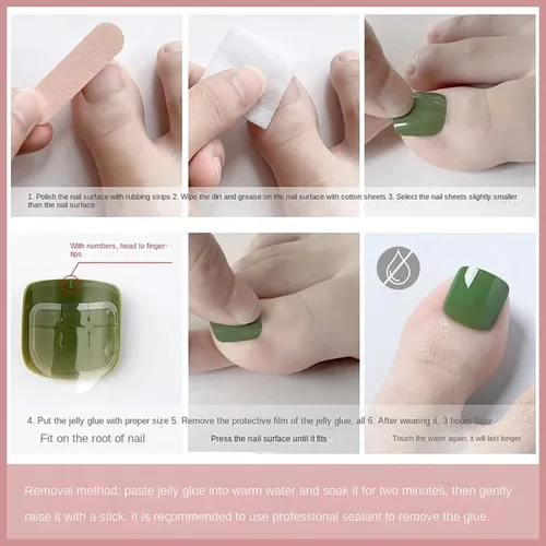 Miniatura 7 de Uñas cortas a presión, uñas postizas de acrílico brillante con forma cuadrada con diseño de purpurina plateada, cobertura completa, uñas postizas