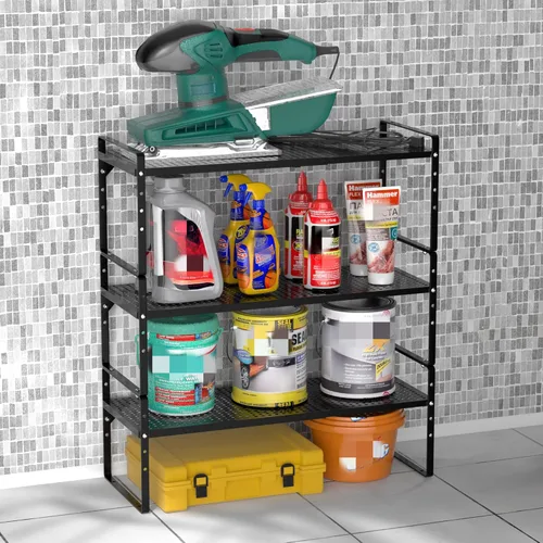 Miniatura 8 de Redrubbit Estante de almacenamiento ampliable para gabinete, altura ajustable, de metal de acero, organizador de encimeras de cocina, estante