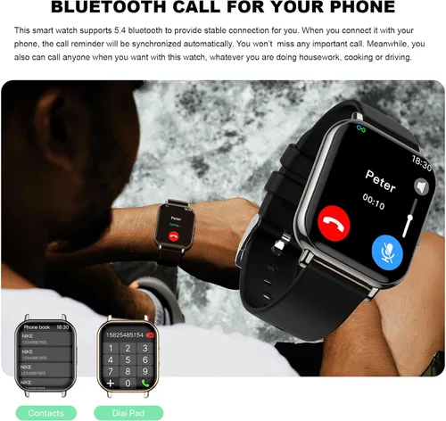 Miniatura 2 de Q&F Tech C7Pro - Reloj inteligente para seguimiento de salud y fitness, presión arterial y oxígeno/frecuencia cardíaca, sueño, deportes, llamada