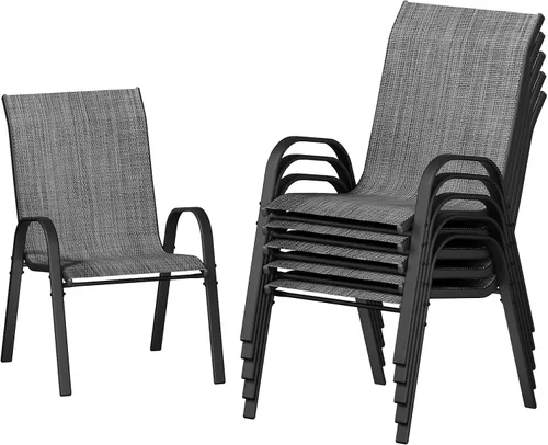 Miniatura 9 de UDPATIO Patio Chairs Set of 2, Stackable Silver Outdoor Dining Chairs with High Back, Breathable Textilene Fabric Outdoor Chair All Weather, for