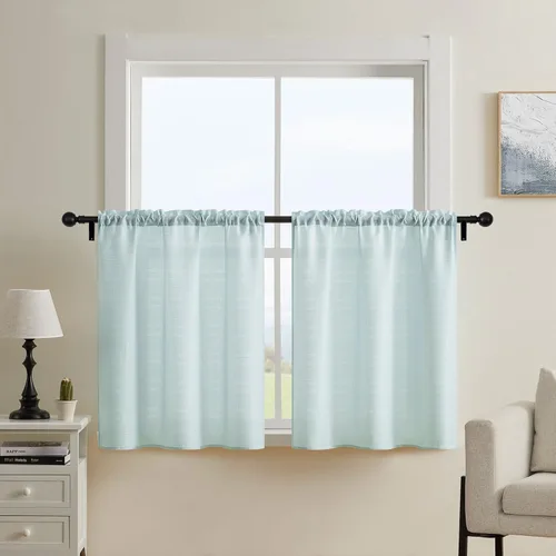 Miniatura 10 de Home Queen Cortinas de baño repelentes al agua para ventana pequeña, cortinas cortas de media ventana, bolsillo para barra de 2 pulgadas, 30
