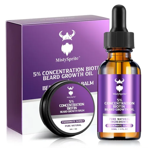 Miniatura 8 de Kit de Crecimiento de Barba MistySprite - Concentración 2X de Biotina para Hombres, Ingredientes Naturales con Aceite de Argán, Aceite de Jojoba