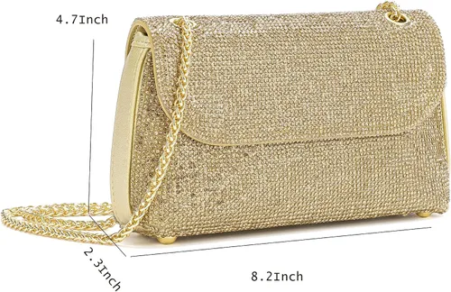Miniatura 4 de Bolso de mano brillante con diamantes para mujer, bolso de noche para baile, boda, fiesta, graduación, novia