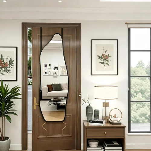 Miniatura 9 de Dolphin Shape Full Length Door Mirror 16"x48", Metal Frame with Protective Film, No-Drilling Hanging or Wall Mount, Hooks & Hardware Included, Full