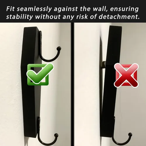 Miniatura 5 de 4 Piezas de Gancho de Pared en Forma de Ataúd para Llaves - Decoración Gótica Espeluznante para el Hogar en la Pared - Perchero Rústico Negro