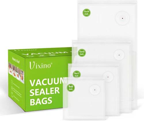 Bolsas selladoras al vacío Vixino, 40 bolsas selladoras al vacío reutilizables para alimentos, sin BPA, preparación de comidas y cocción sous vide,