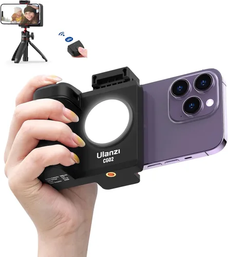 CG-02 - Soporte de agarre para teléfono inteligente con obturador remoto, montaje de trípode de mano, accesorios de fotografía de mano, compatible