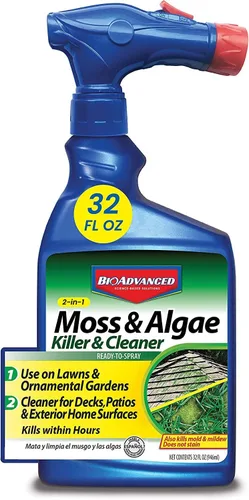Miniatura 3 de BioAdvanced Limpiador y asesino de musgos y algas 2 en 1, listo para rociar, 32 onzas con control de hongos BioAdvanced para césped, listo