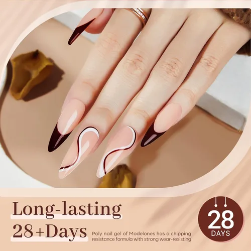 Miniatura 6 de modelones Gel de uñas polivinílico, 6 colores, tonos de piel nude, rosa, neutro, marrón, colección Poly Extension Gel Set Constructor Manicura DIY