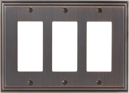 Amerock | Placa de pared | Bronce aceitado | Cubierta de placa de interruptor basculante de 3 | Mulholland | 1 paquete | Placa de pared Decora |