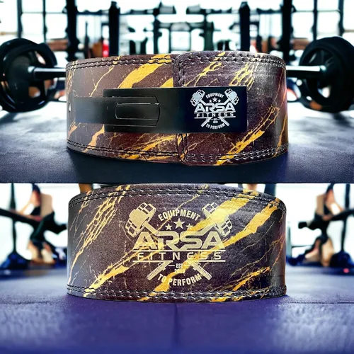 Miniatura 4 de Arsa Fitness Cinturón de palanca ajustable para levantamiento de pesas para hombres y mujeres, piel de vaca real para levantamiento de pesas