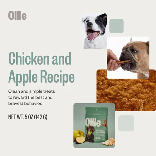 Miniatura 2 de Ollie Golosinas de Cecina de Pollo y Manzana para Perros, Paquete de 3 de 5 oz, Completamente Natural, Bocadillos Saludables, Hechos con Carne Real